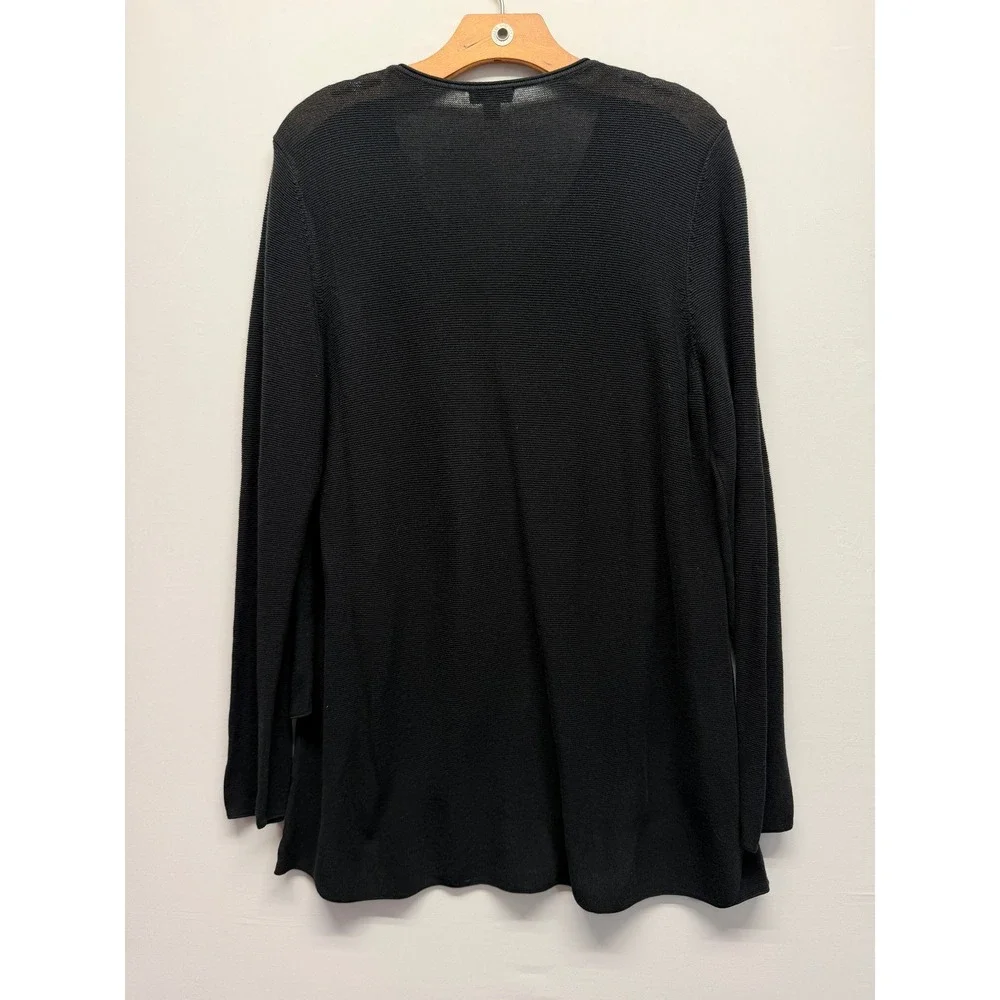 Pure Jill Womens Black Layered V-Neck Long Sleeve Knit Sweater Size L